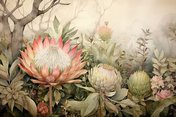 Painting of flowers and leaves Painting of flowers and leaves