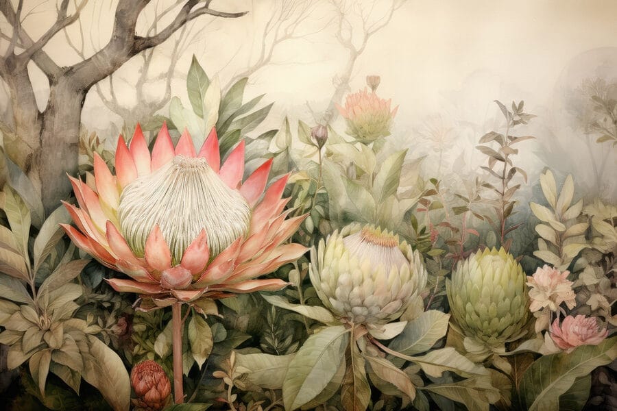 Painting of flowers and leaves Painting of flowers and leaves