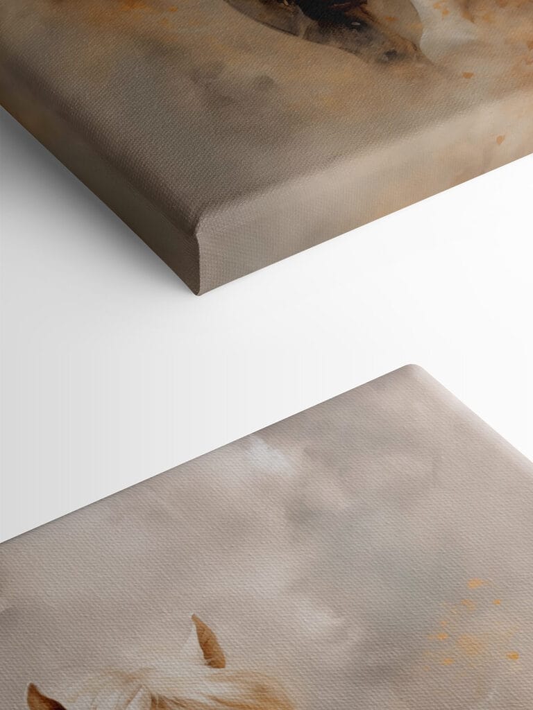 Painting of a white horse with a long mane Painting of a white horse with a long mane