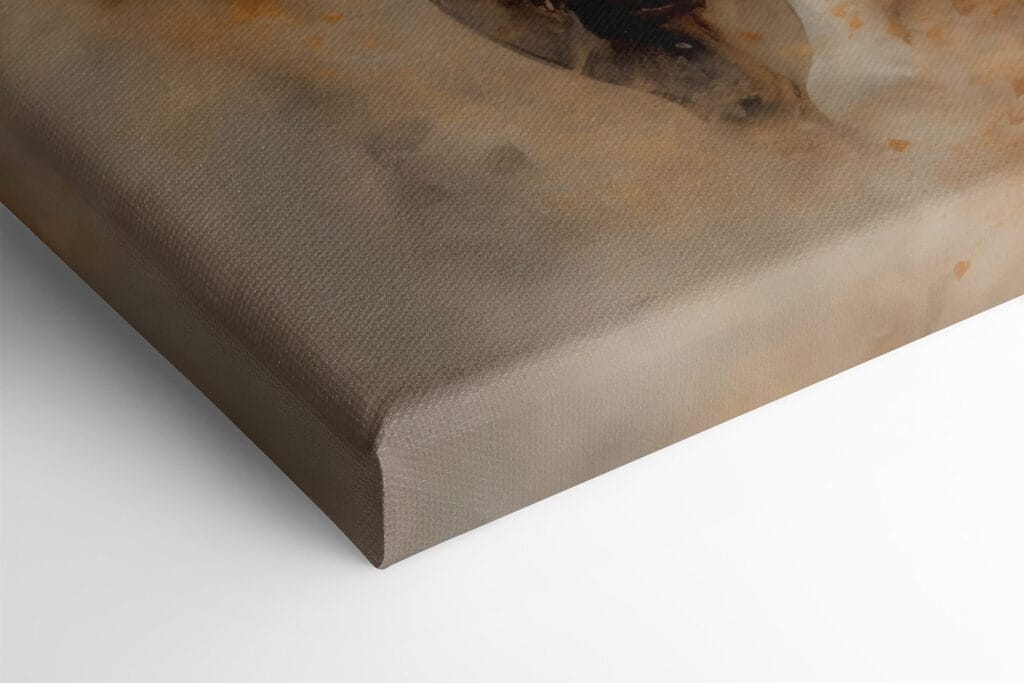 Painting of a white horse with a long mane Painting of a white horse with a long mane