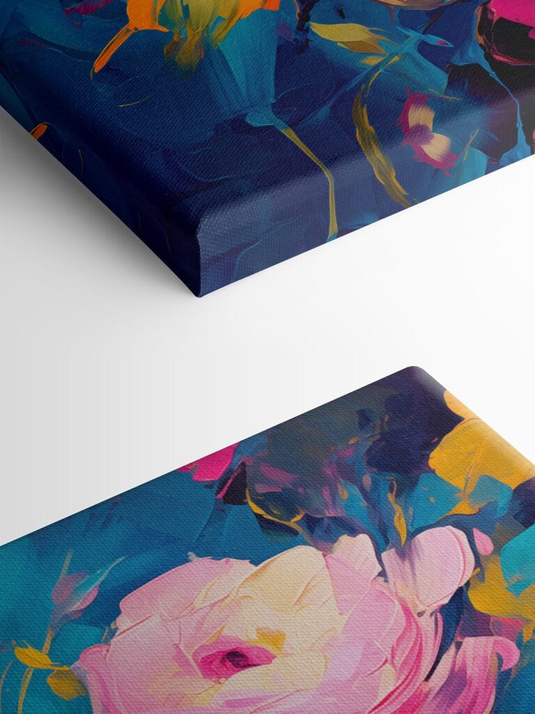 Painting of flowers on a blue background Painting of flowers on a blue background