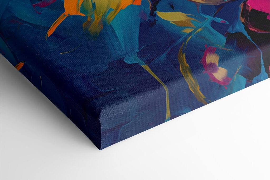 Painting of flowers on a blue background Painting of flowers on a blue background