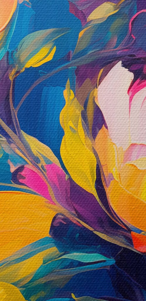 Painting of flowers on a blue background Painting of flowers on a blue background