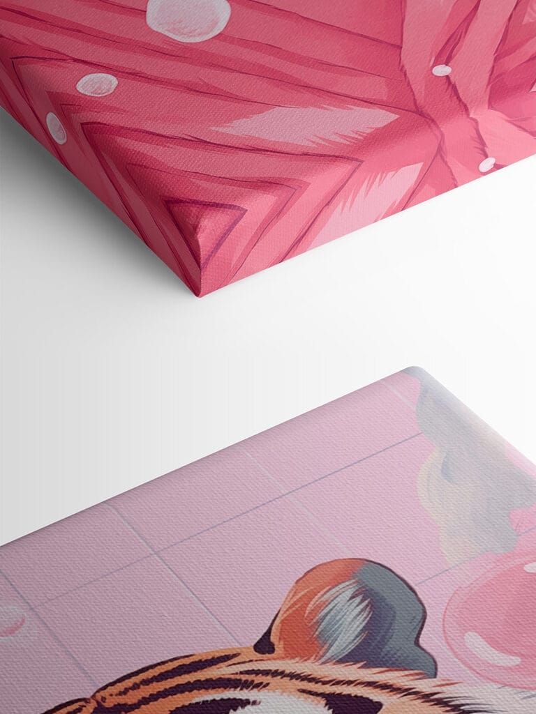 Tiger wearing a pink robe