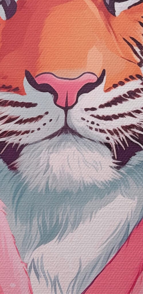 Tiger wearing a pink robe