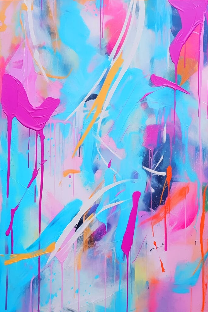 Painting of pink and blue paint