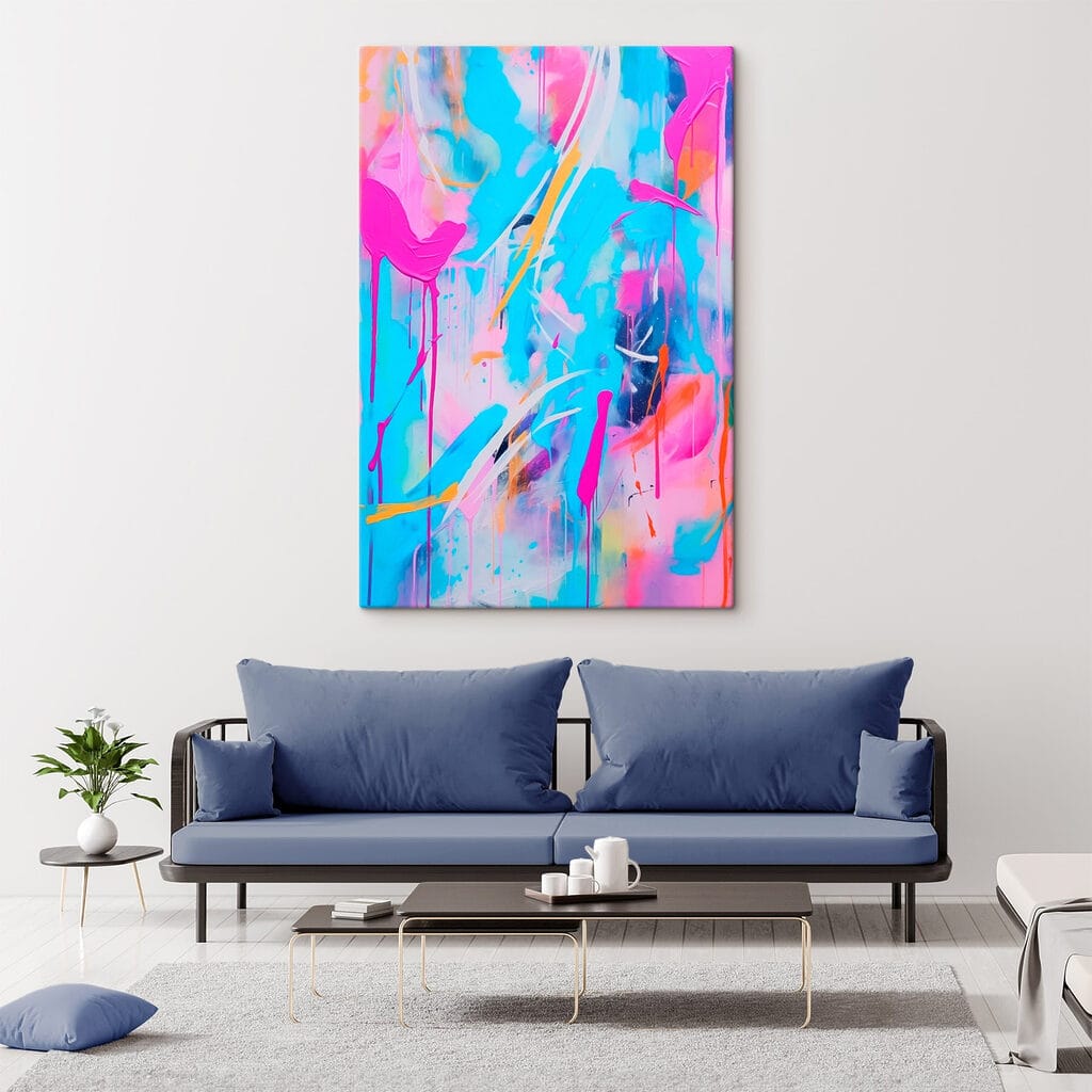Painting of pink and blue paint