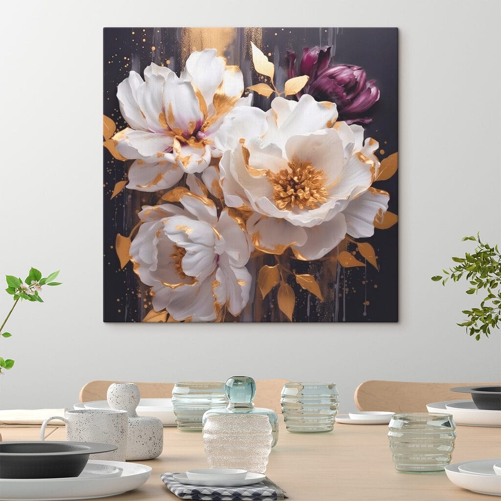 Painting of white and purple flowers