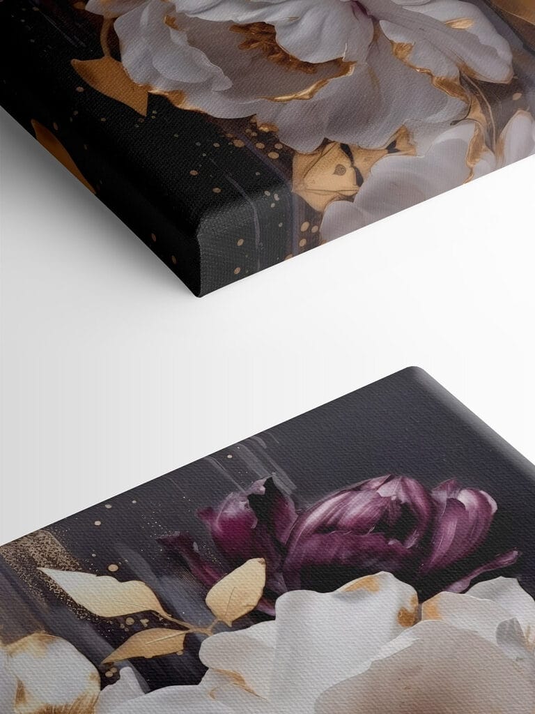 Painting of white and purple flowers