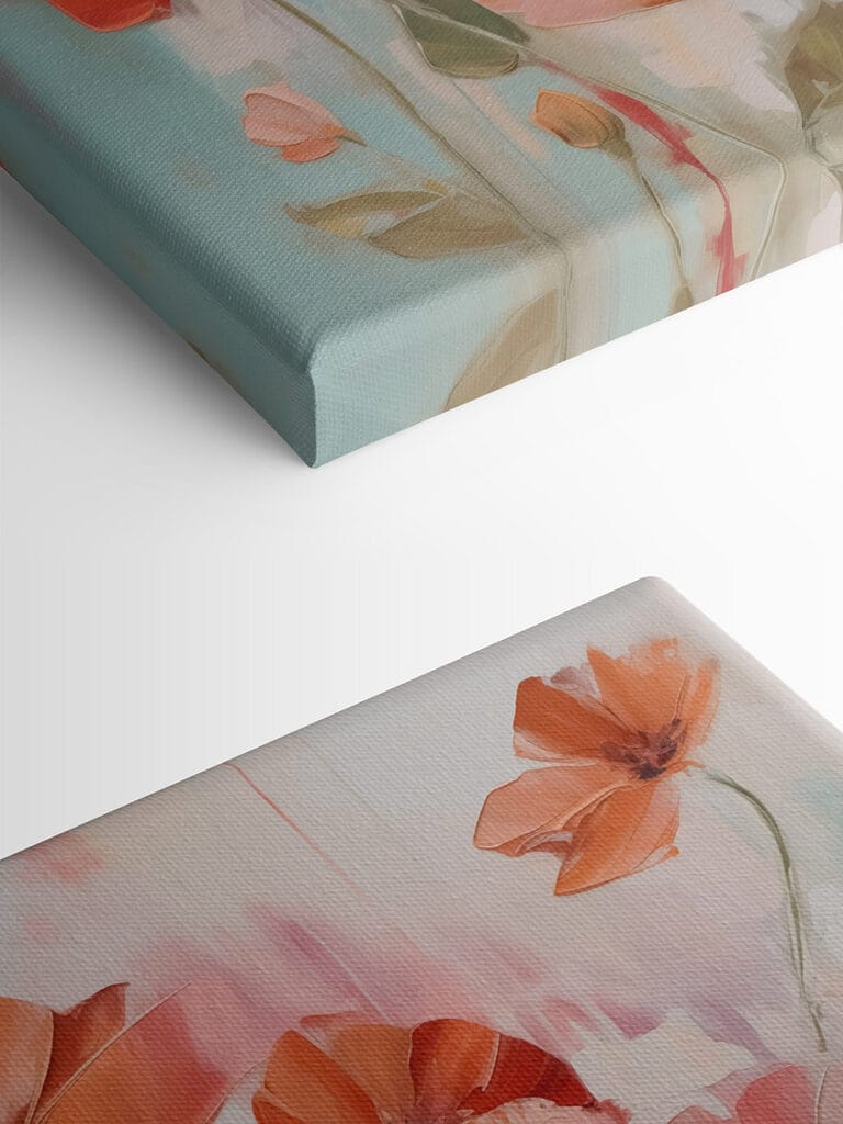 Painting of flowers on a white surface