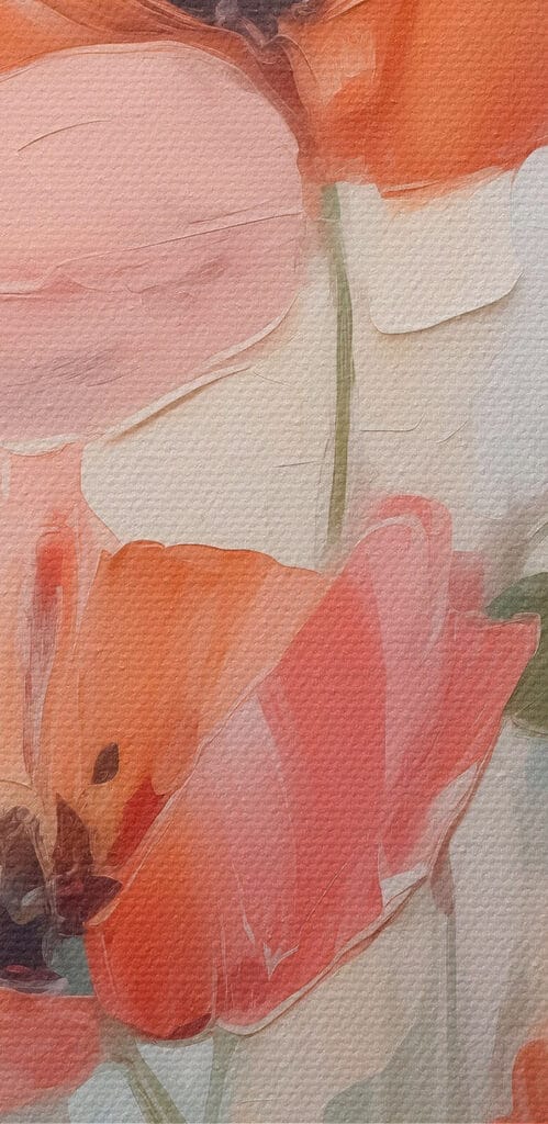 Painting of flowers on a white surface