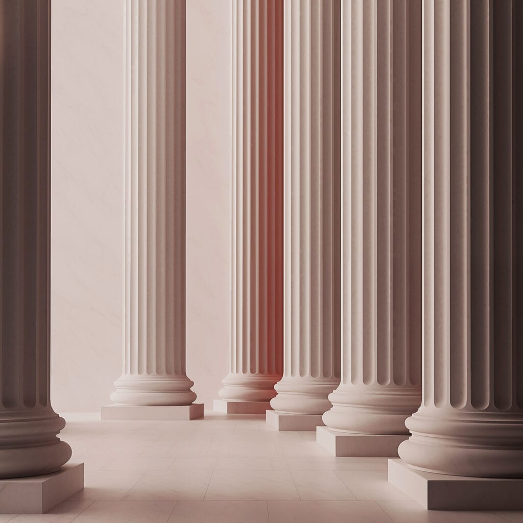 Row of white pillars Row of white pillars