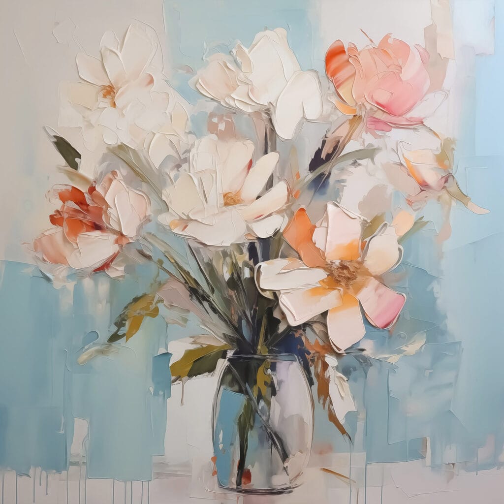 Painting of flowers in a vase