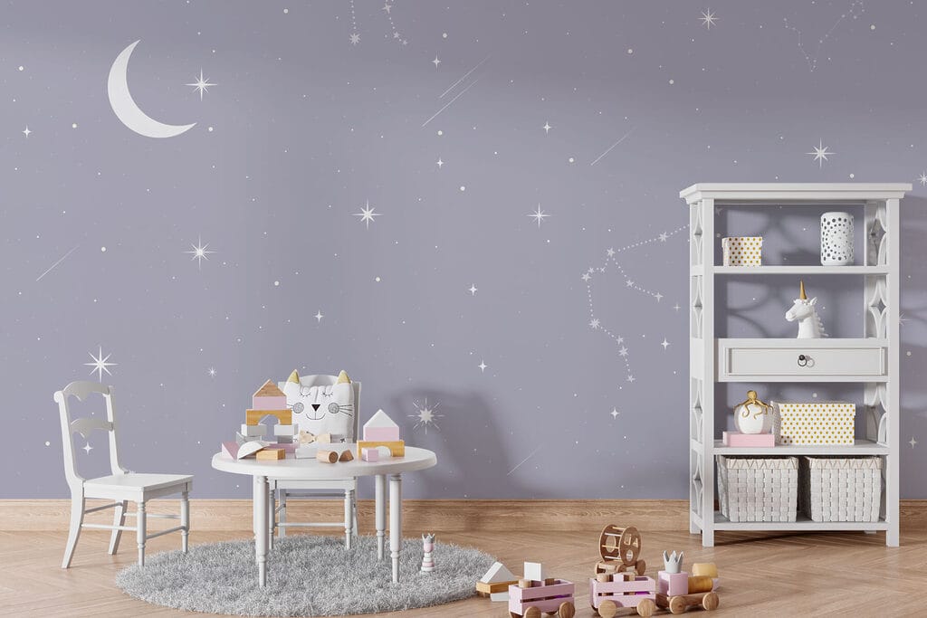 Moon and stars in the sky