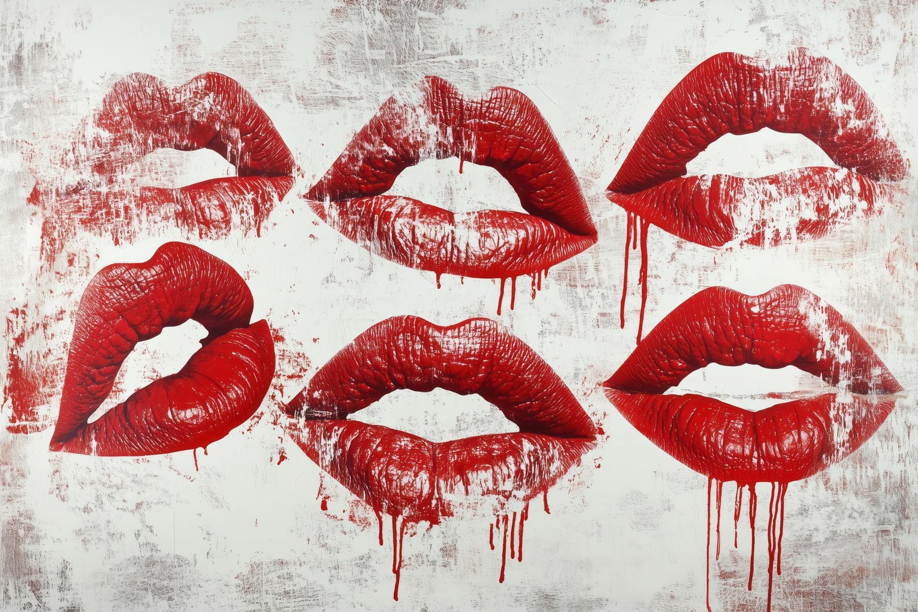 Group of red lips with dripping blood Group of red lips with dripping blood