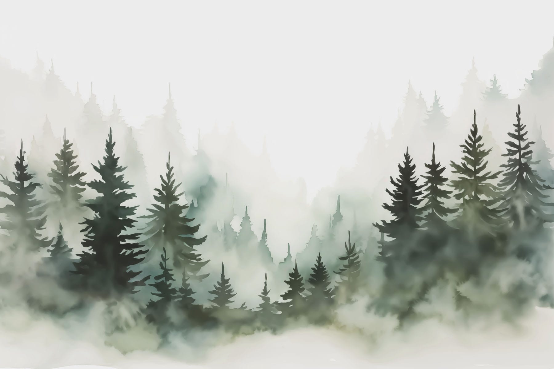 Group of trees in the fog