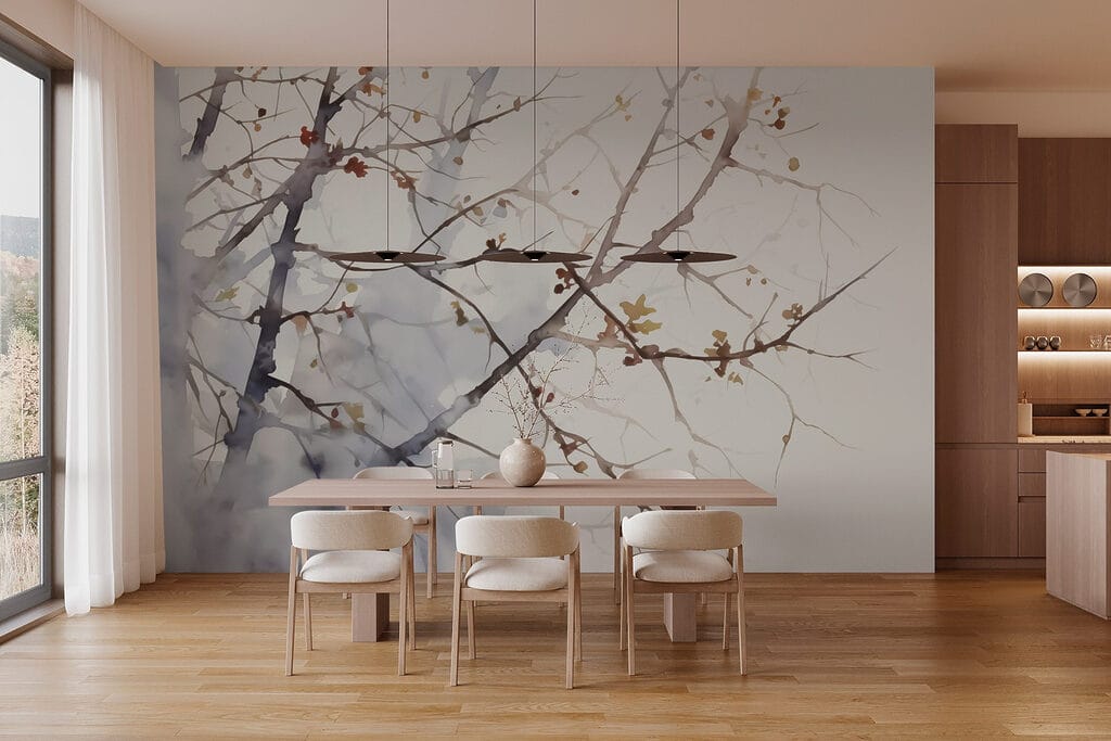 Watercolor of a tree branch with leaves on it Watercolor of a tree branch with leaves on it