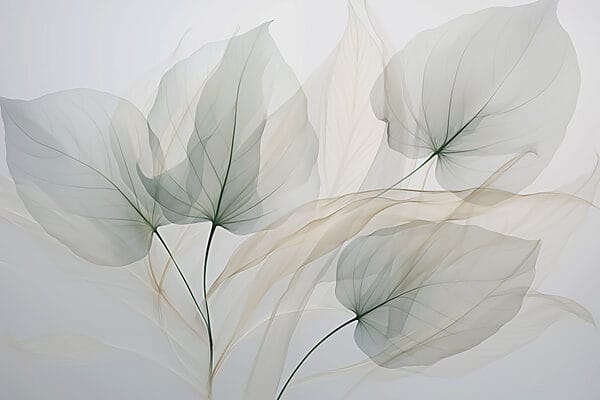 Transparent leaves on a white background