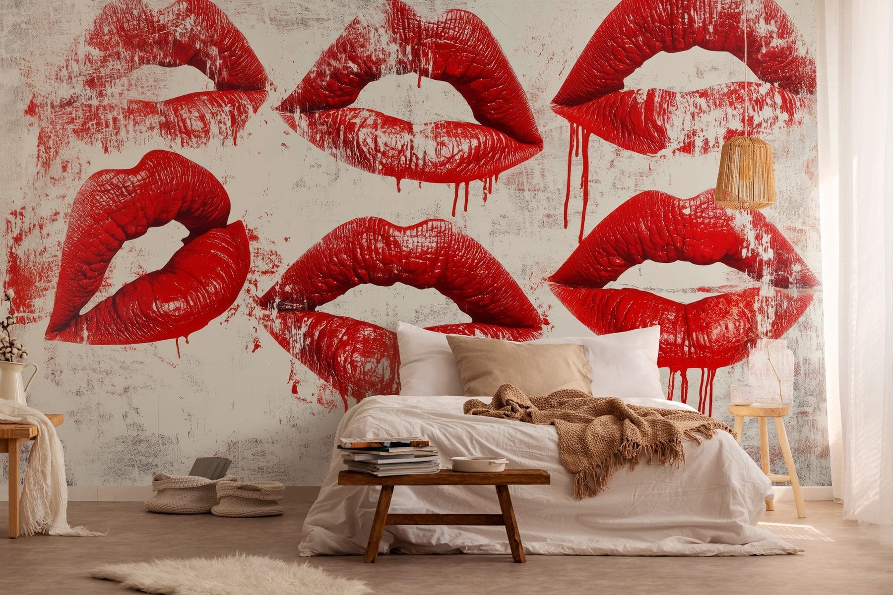 Group of red lips with dripping blood Group of red lips with dripping blood