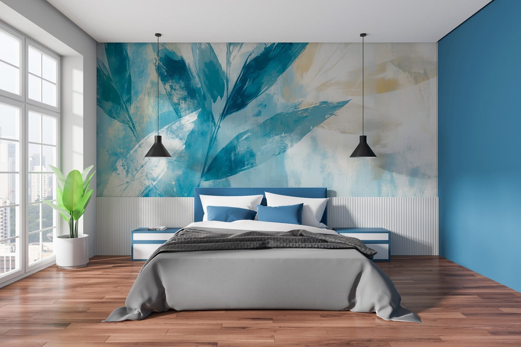 Painting of leaves on a white background