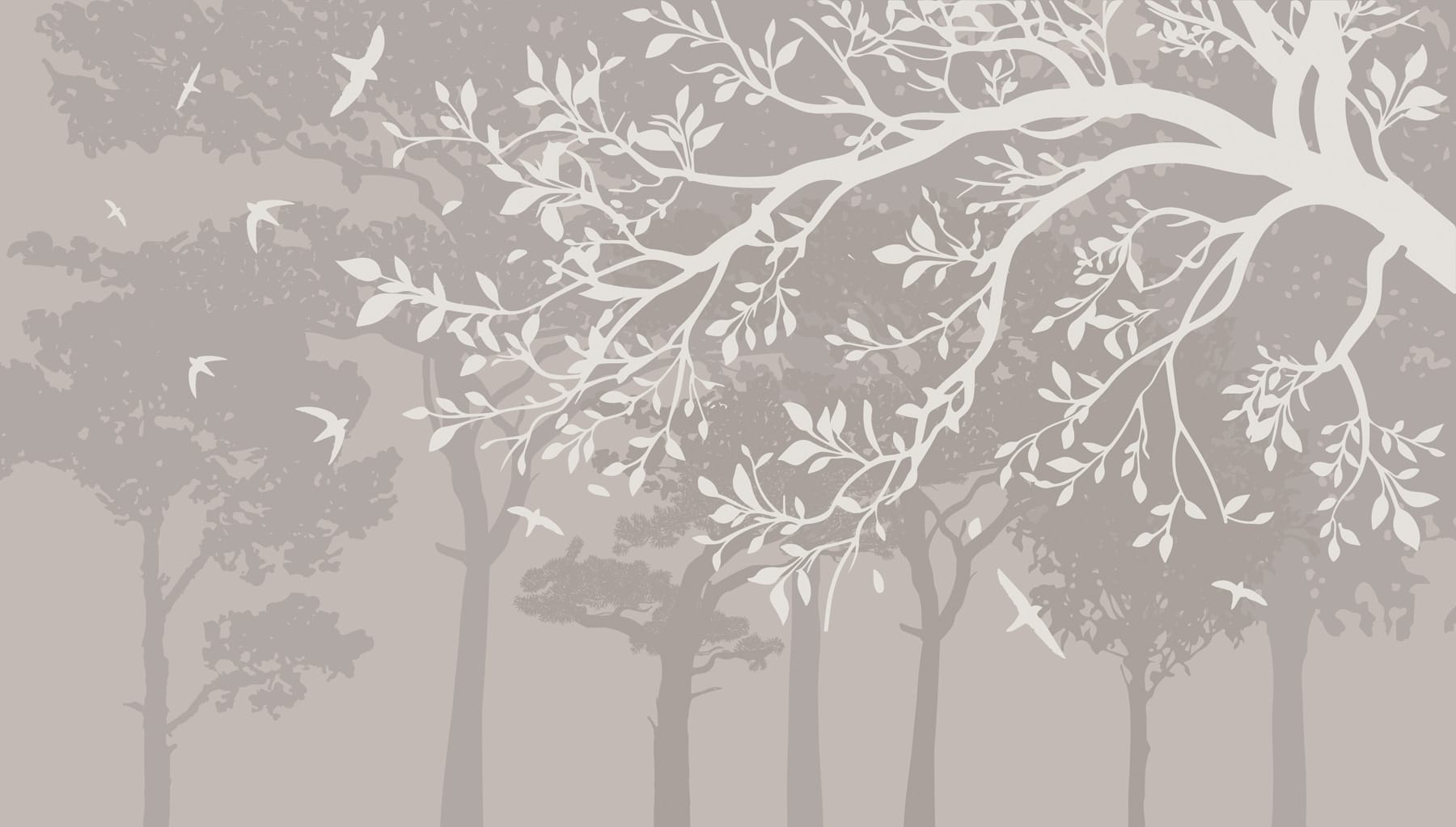 Group of trees with birds flying Group of trees with birds flying