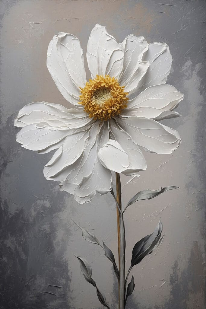 White flower with a yellow center White flower with a yellow center