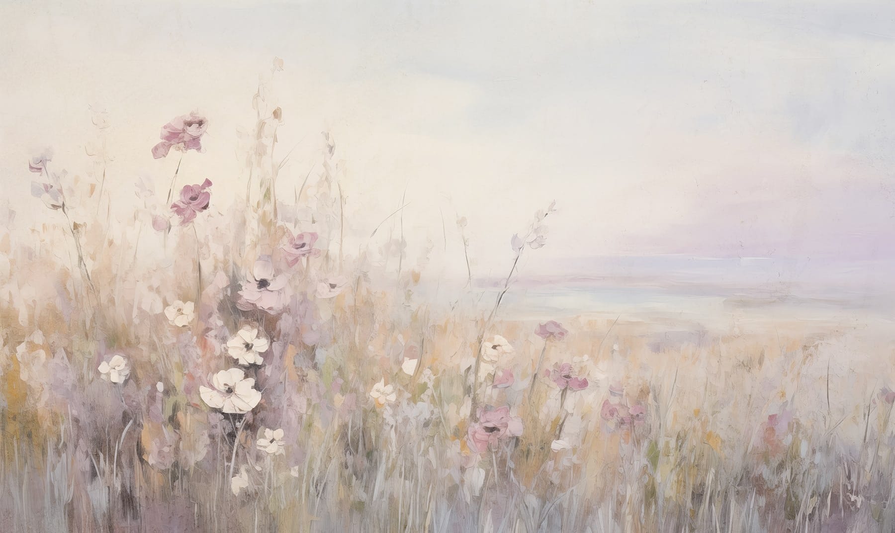 Painting of flowers in a field