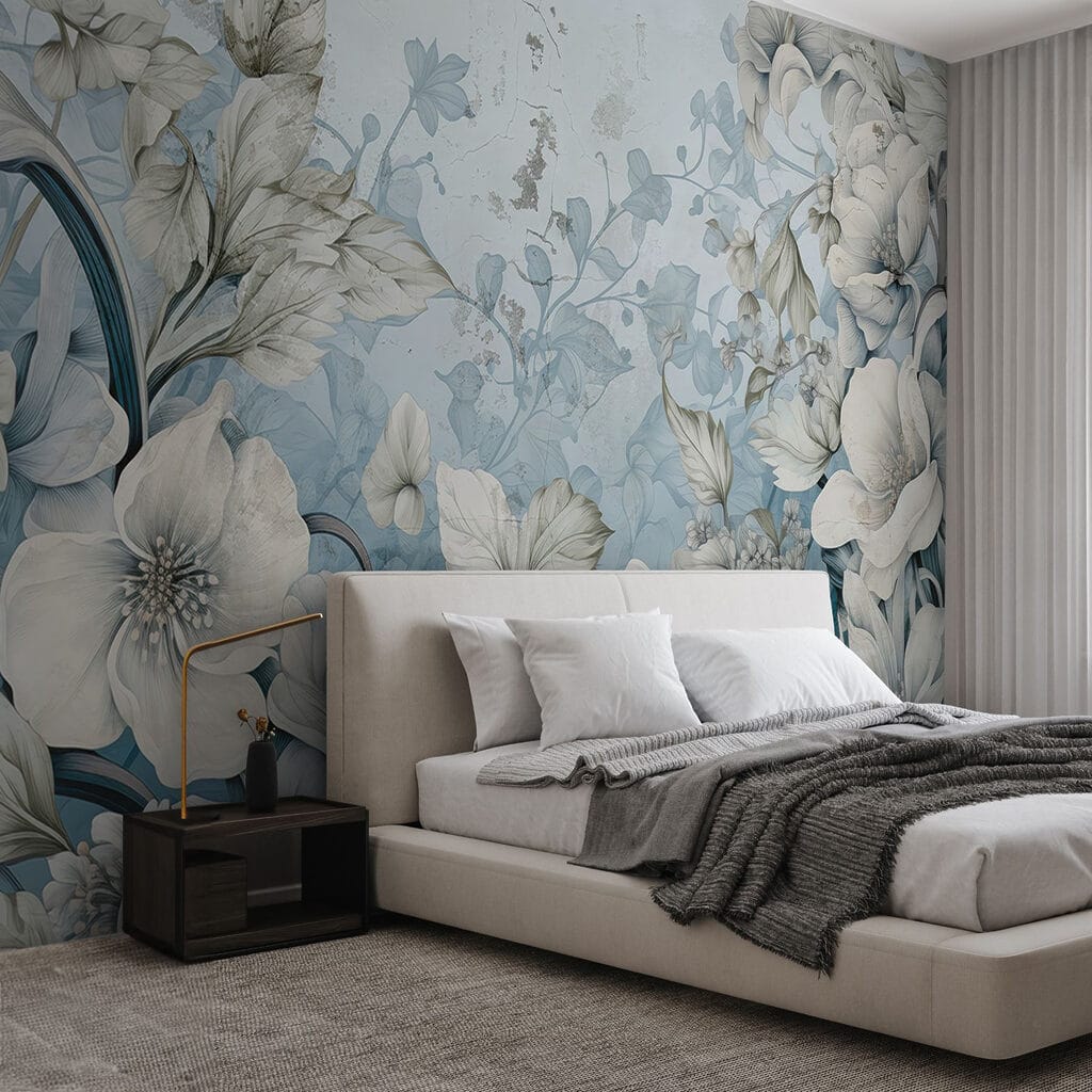 Wallpaper with flowers and leaves Wallpaper with flowers and leaves