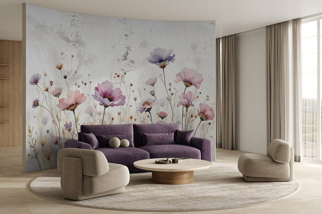 Painting of flowers on a wall Painting of flowers on a wall