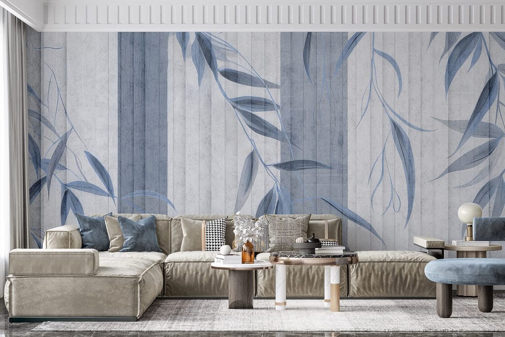 Serene leaves on soft textures Serene leaves on soft textures