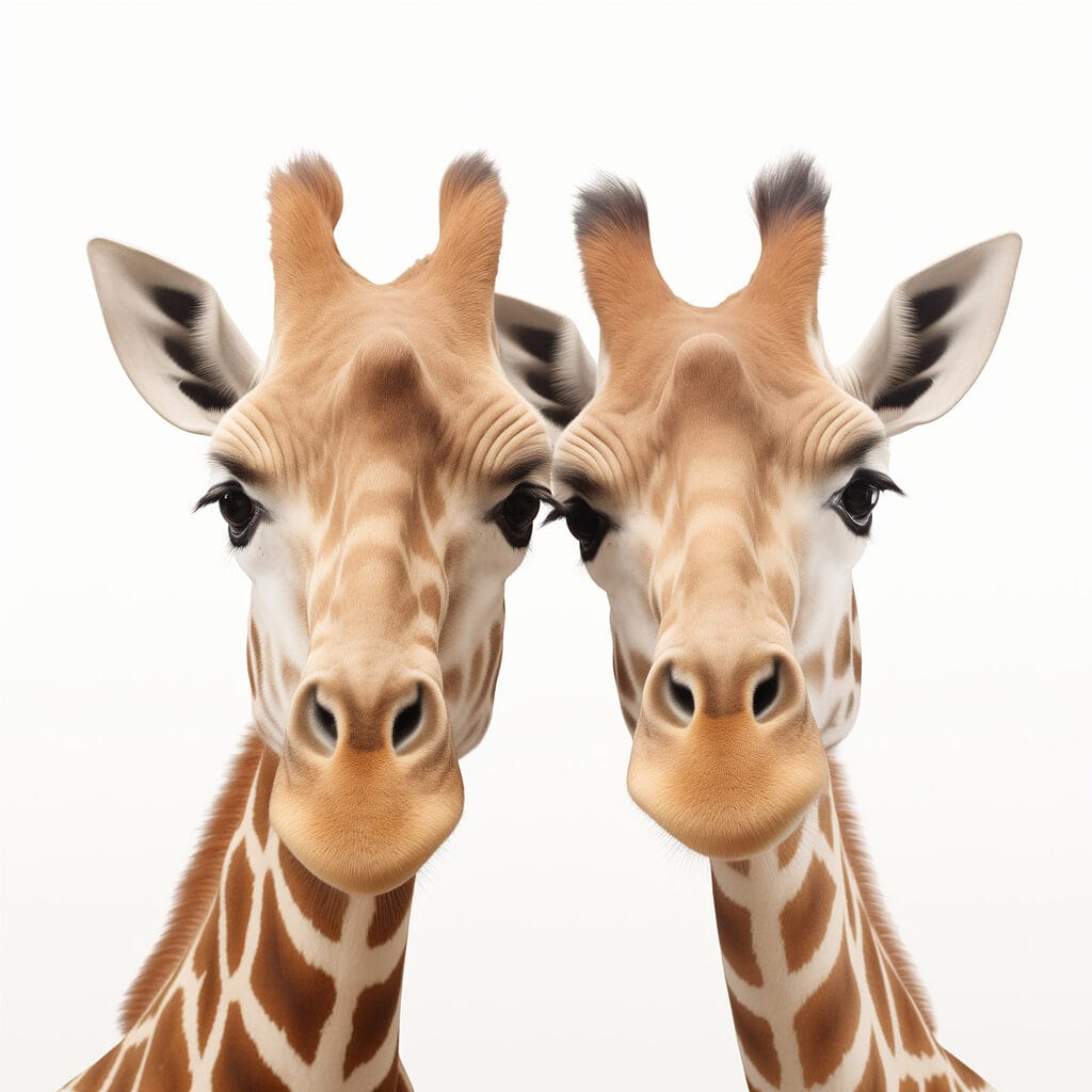 Two giraffes looking at the camera