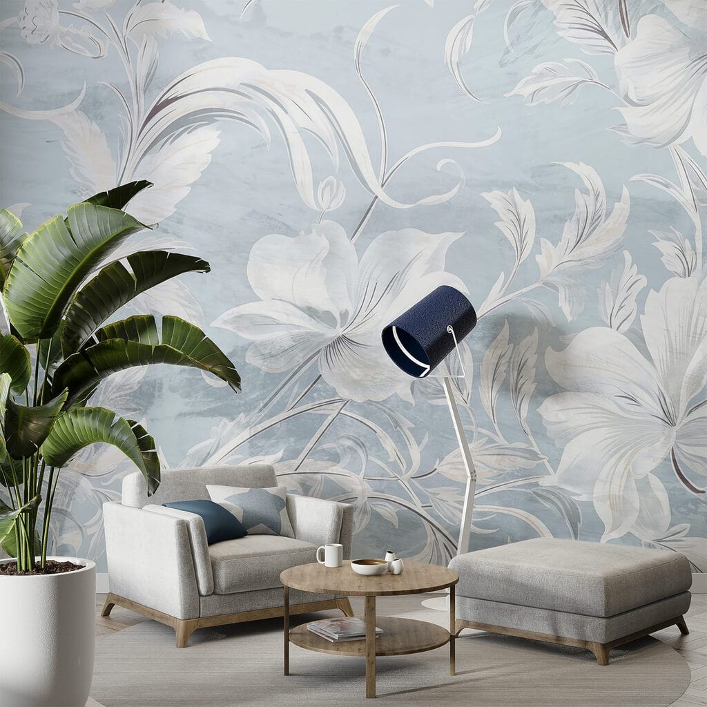 White and grey floral pattern White and grey floral pattern