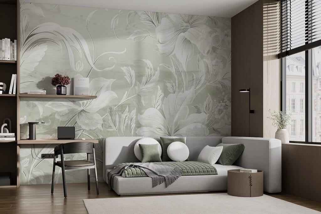 White floral pattern on a wall White floral pattern on a wall