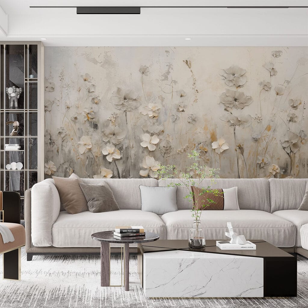 Painting of flowers on a wall