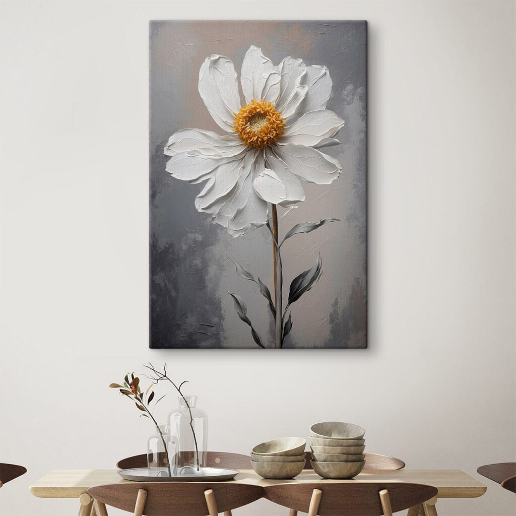 White flower with a yellow center White flower with a yellow center