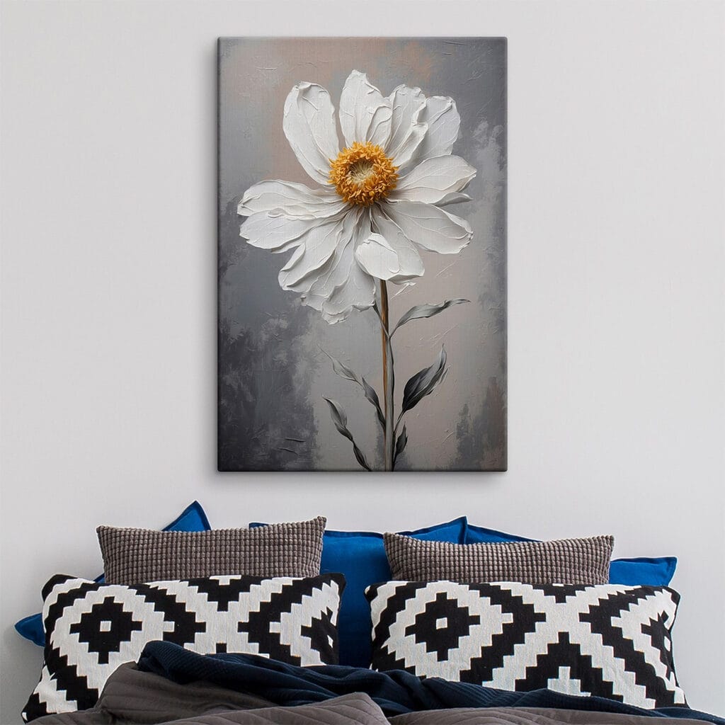 White flower with a yellow center White flower with a yellow center