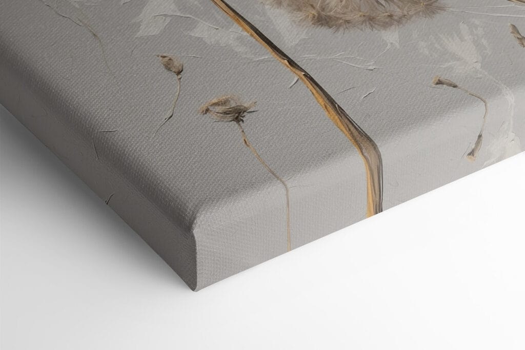 Painting of dandelions on a white background