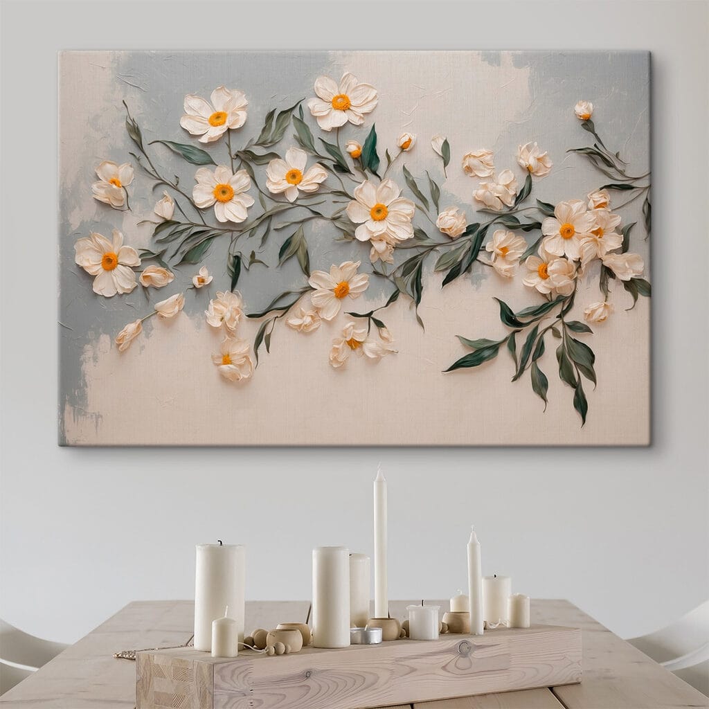 White flowers and green leaves White flowers and green leaves