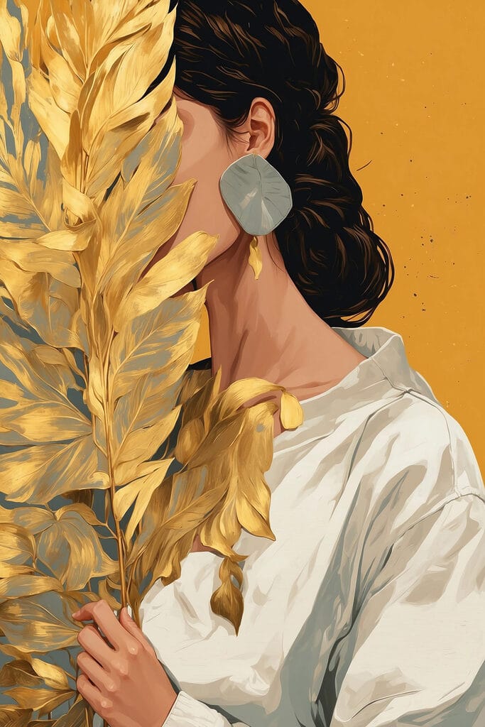 Radiant foliage embraces a hidden face