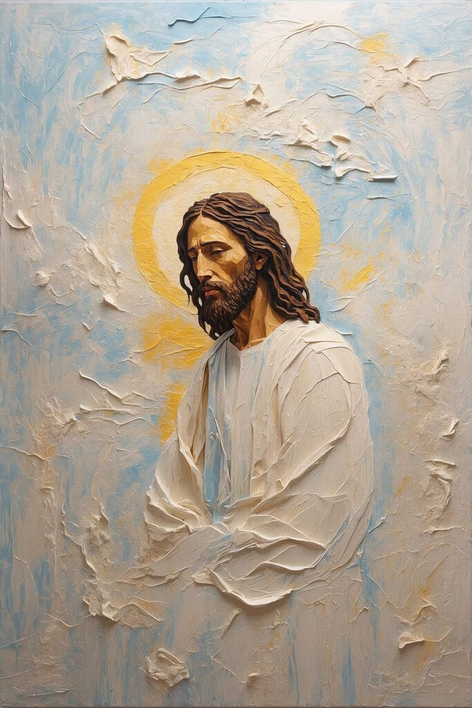 Painting of a man with long hair and a crown Painting of a man with long hair and a crown