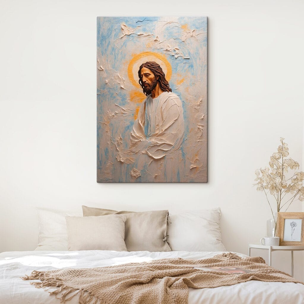 Painting of a man with long hair and a crown Painting of a man with long hair and a crown