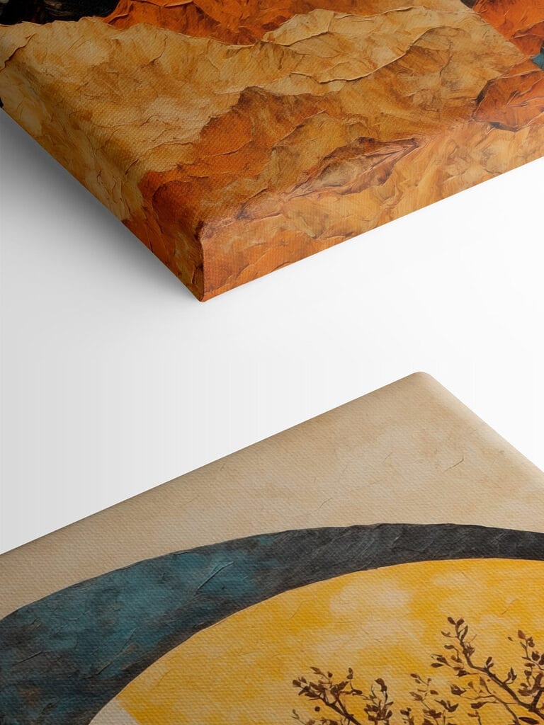 Painting of a tree and mountains Painting of a tree and mountains