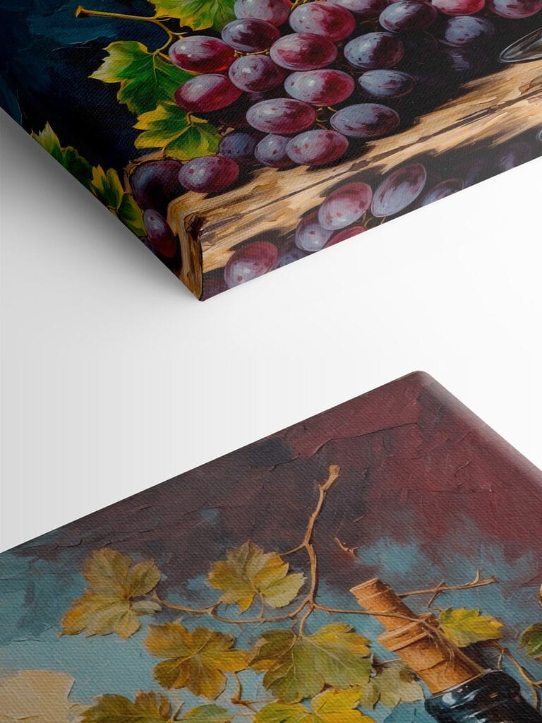 Painting of a wine bottle and a glass of wine