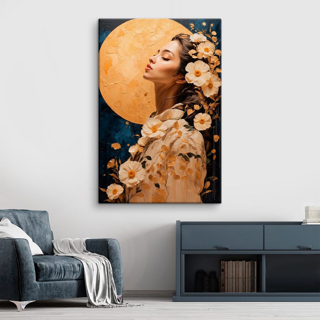 Woman with flowers around her hair Woman with flowers around her hair