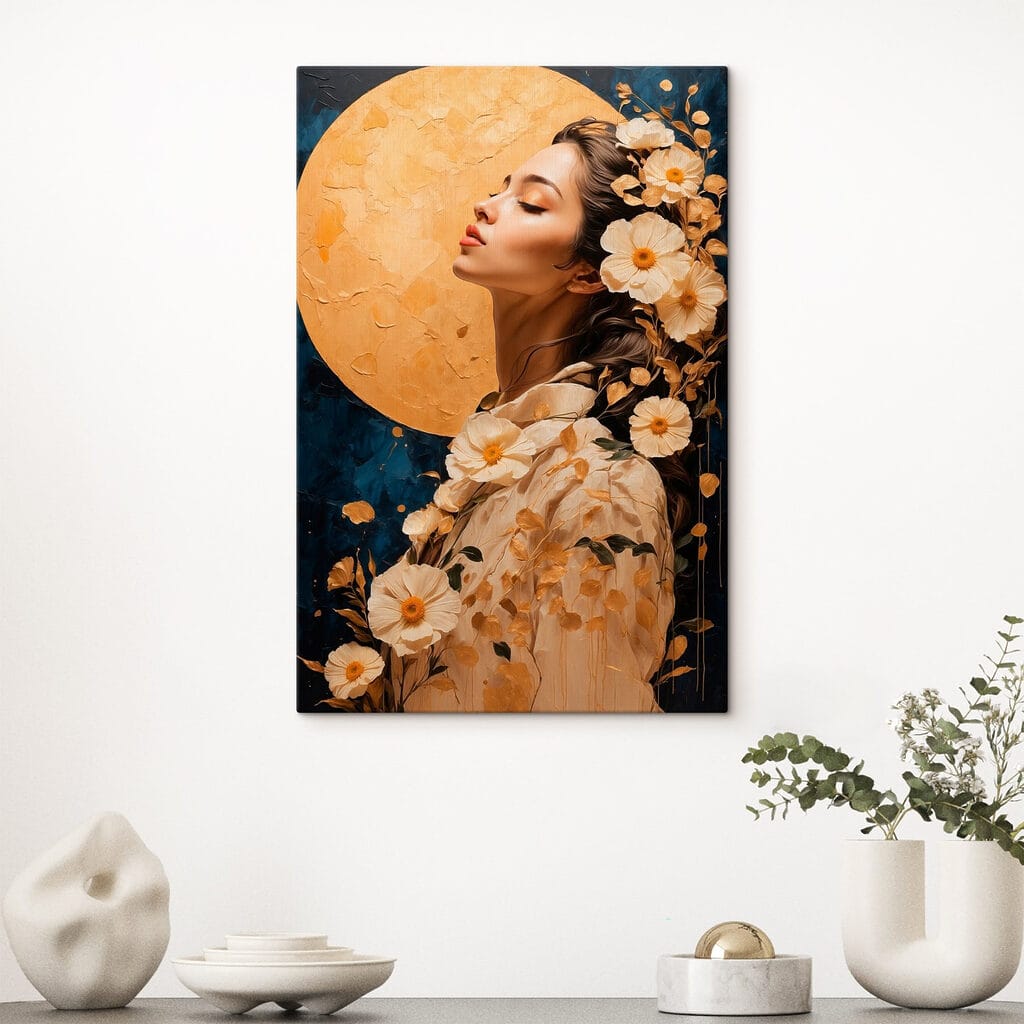 Woman with flowers around her hair Woman with flowers around her hair