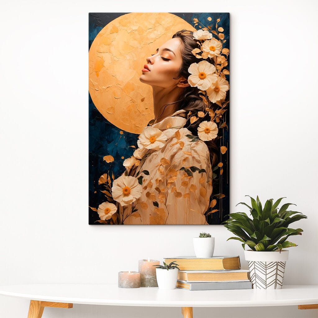 Woman with flowers around her hair Woman with flowers around her hair