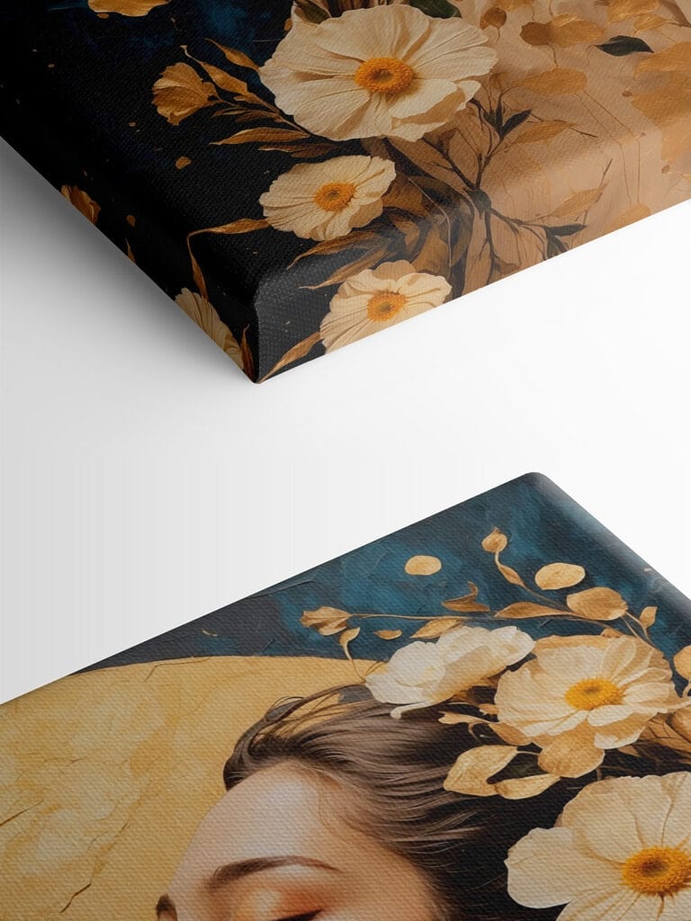 Woman with flowers around her hair Woman with flowers around her hair