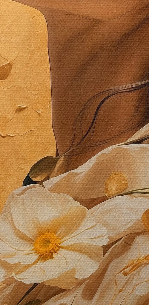 Woman with flowers around her hair Woman with flowers around her hair