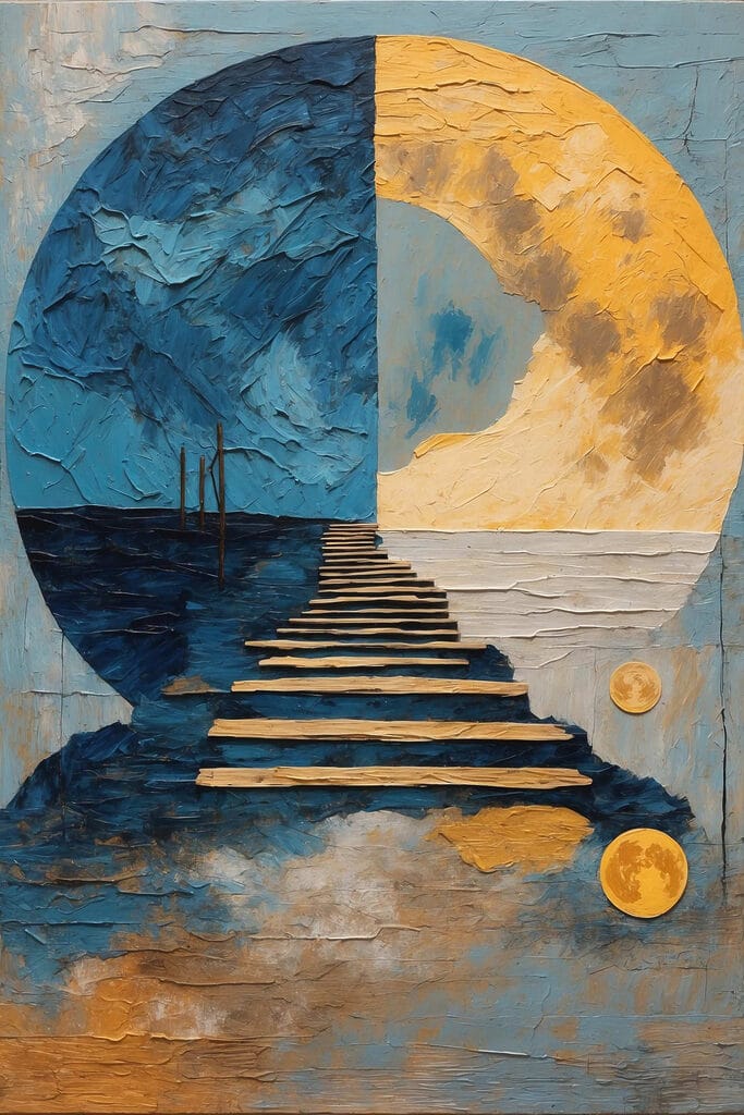 Painting of a stairway to the moon Painting of a stairway to the moon