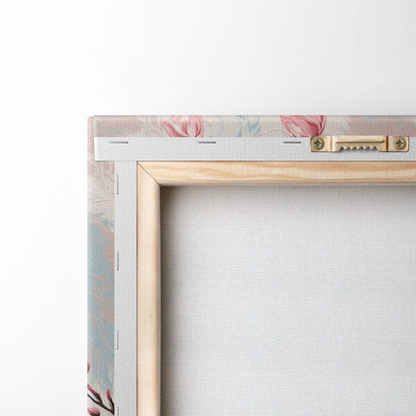 Painting of pink flowers on a branch